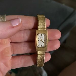Vintage Signed Bulova 10k Gold Stretch Band Wrist Watch+ bonus Bulova watch